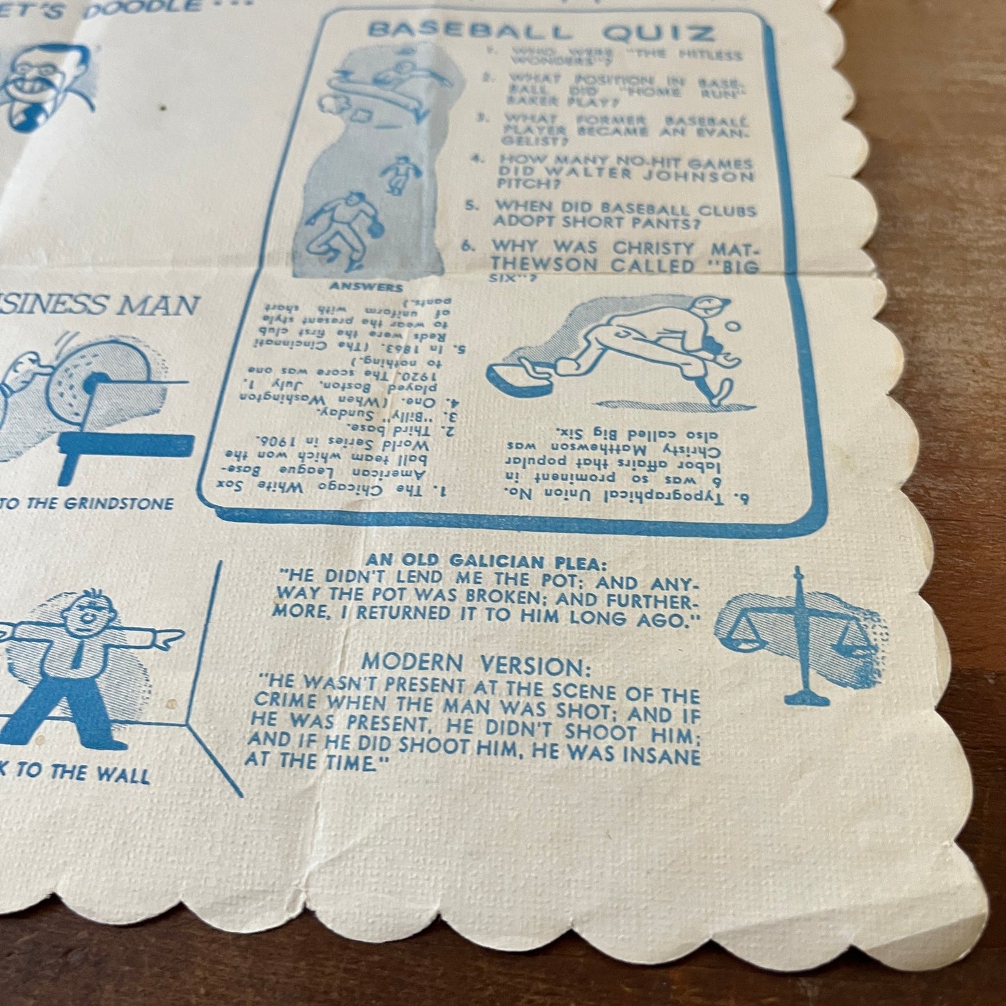 1950s Schnierle's Restaurant Kids Placemat Mt. Vernon IL Doodler Doily AF9-H1