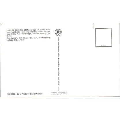 Rolling Stone Bridge 14-67-04 Putnam County Vintage Covered Bridge Postcard PD1