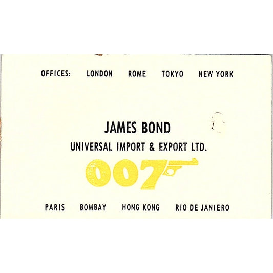 Universal Import & Export James Bond Hong Kong Vintage Business Card SB4-B6