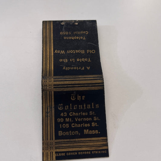 The Colonials Restaurant Boston MA Vintage Matchbook Cover MM3-2