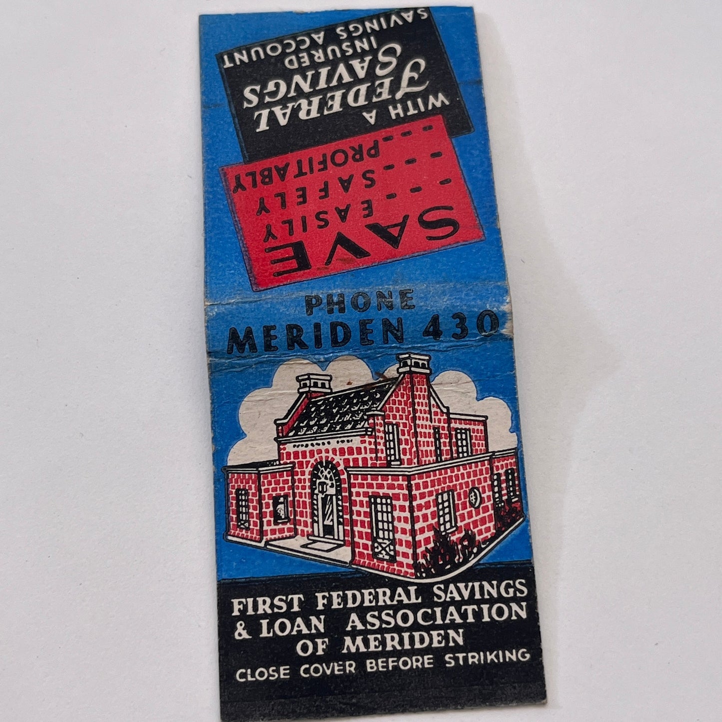First Federal Savings and Loan of Meriden CT Vintage Matchbook Cover TB8-MB-13