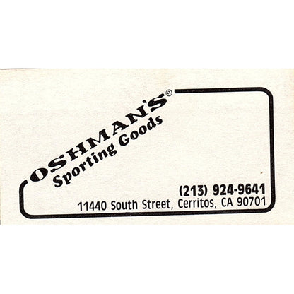 Oshman's Sporting Goods Cerritos CA Vintage Business Card SD9-B14