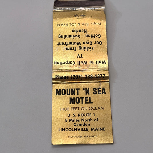 Mount 'N Sea Motel Bea & Joe Ryan Lincolnville ME Vintage Matchbook TB8-MB-13