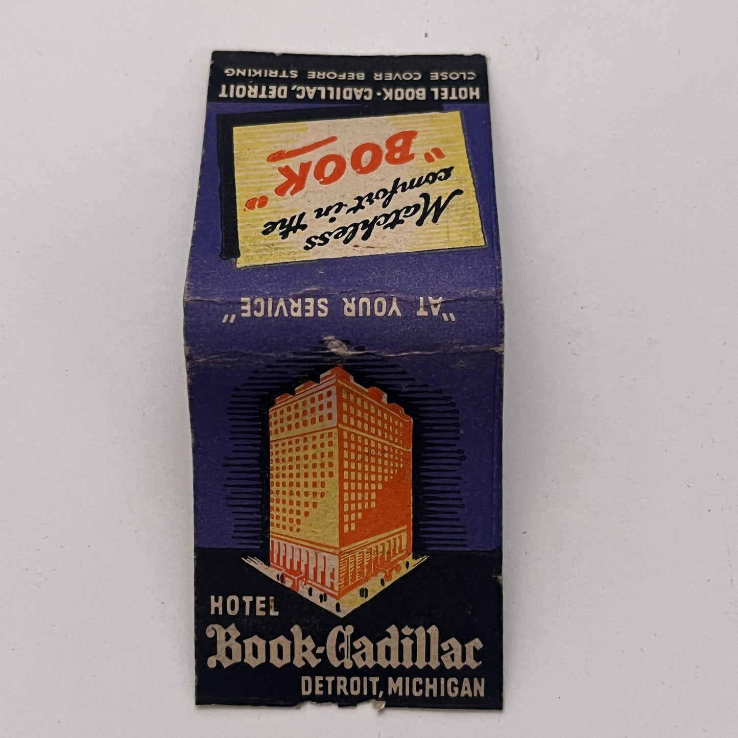 Hotel Book-Cadillac Detroit Michigan Vintage Matchbook Cover TB8-MB-1