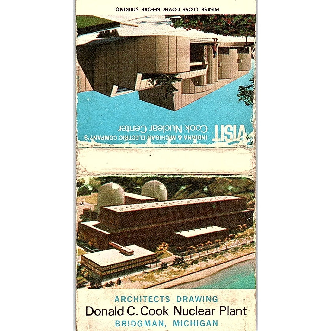 Architect Drawing Donald C Cook Nuclear Plant Bridgman MI Matchbook MM5-8