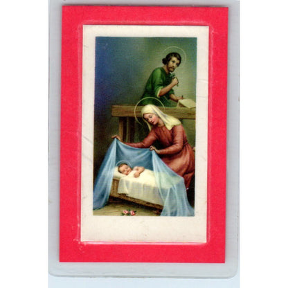 Mary, Joseph Baby Jesus Laminated Vintage Catholic Prayer Card TH2-PC1