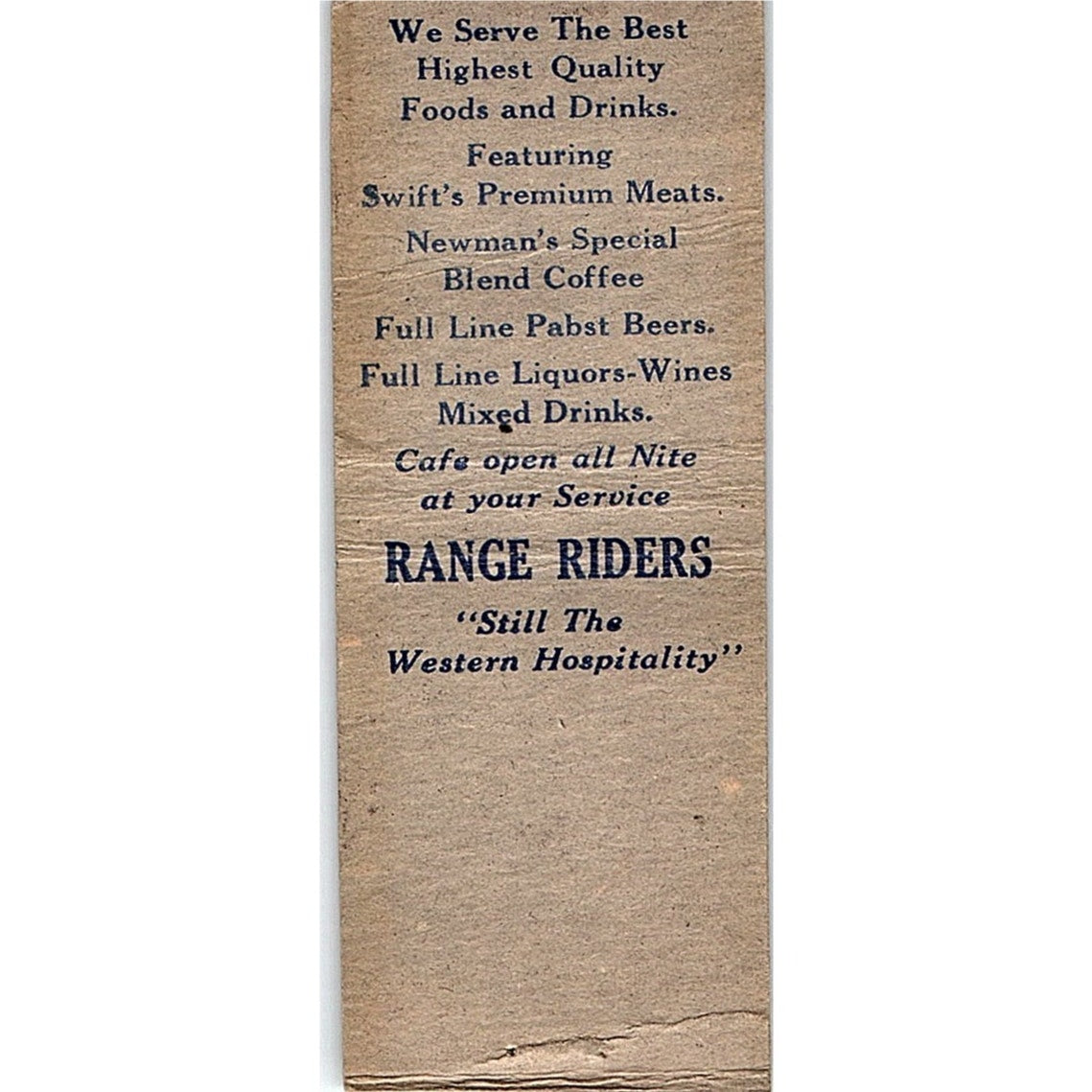 Range Riders Miles City MT Lee Caldwell Vintage Matchbook Cover SC7-Y4