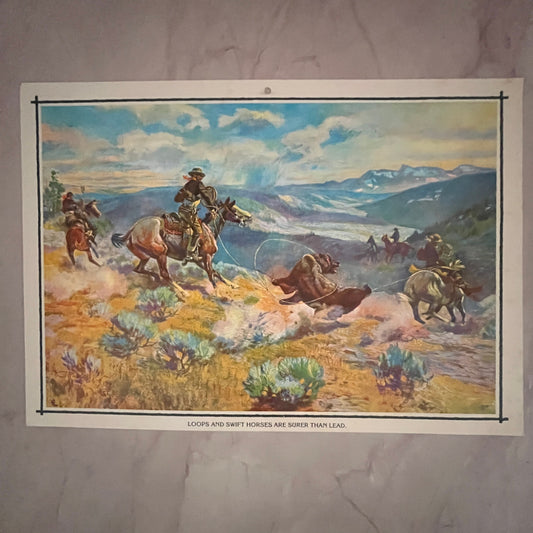 1979 Loops and Swift Horses Are Surer Than Lead Western 7.5x11" Art Print V23