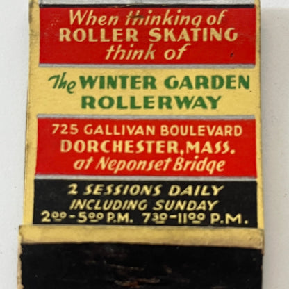 Winter Garden Rollerway Skate Club Dorchester MA Vtg Matchbook Cover TB6-MB1-3