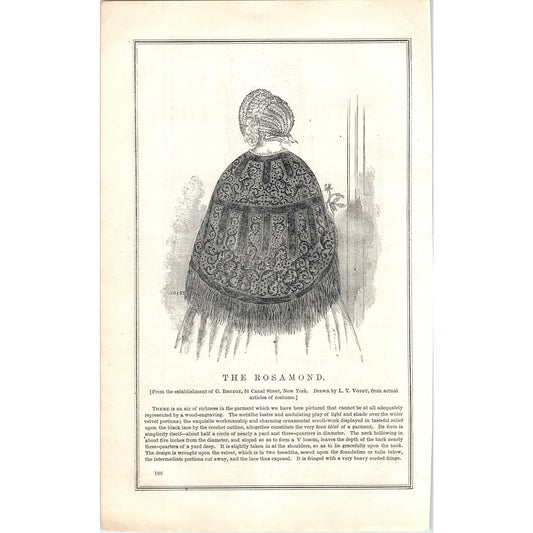 The Rosamond Lady's Fashion Plate 1857 Original Engraving D19-1