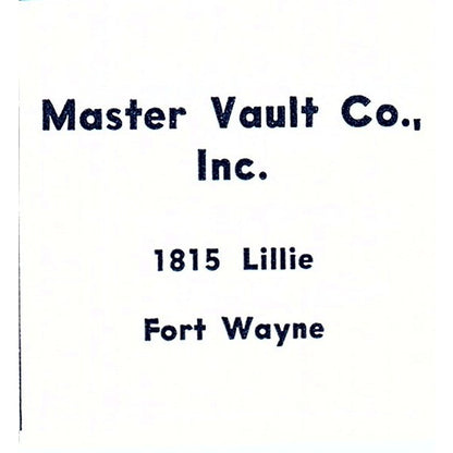 Master Vault Co Inc 1815 Lillie Fort Wayne Indiana 1964 Ad AG1-S10