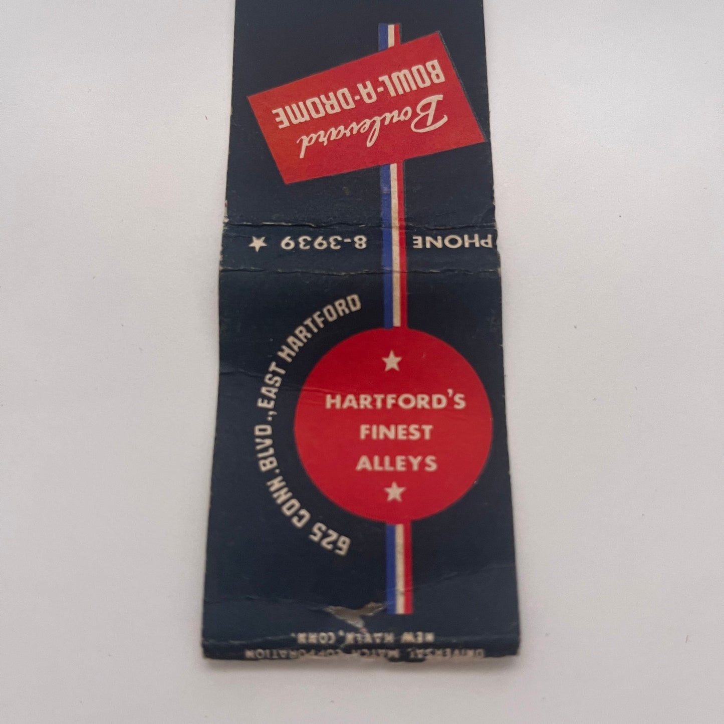 Boulevard Bowl-A-Drome Hartford Bowling Alleys Vintage Matchbook Cover TB8-MB2-2