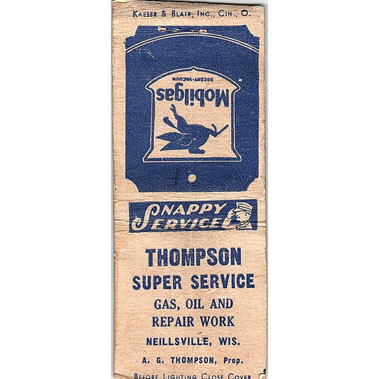 Thompson Super Service A.G. Thompson Neillsville WI Vtg Matchbook Cover SC7-Y4