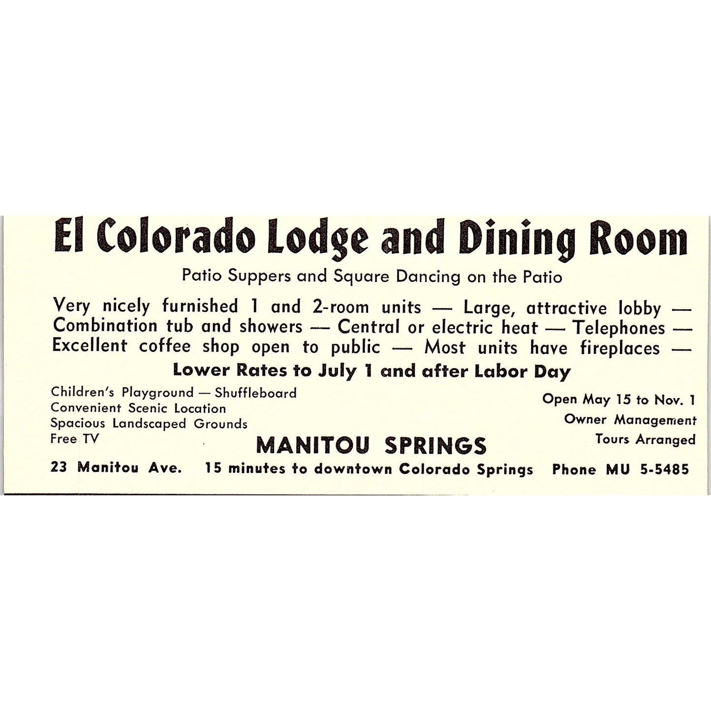 Panorama Lodge Colorado Springs CO 1958 Ad AG1-M2