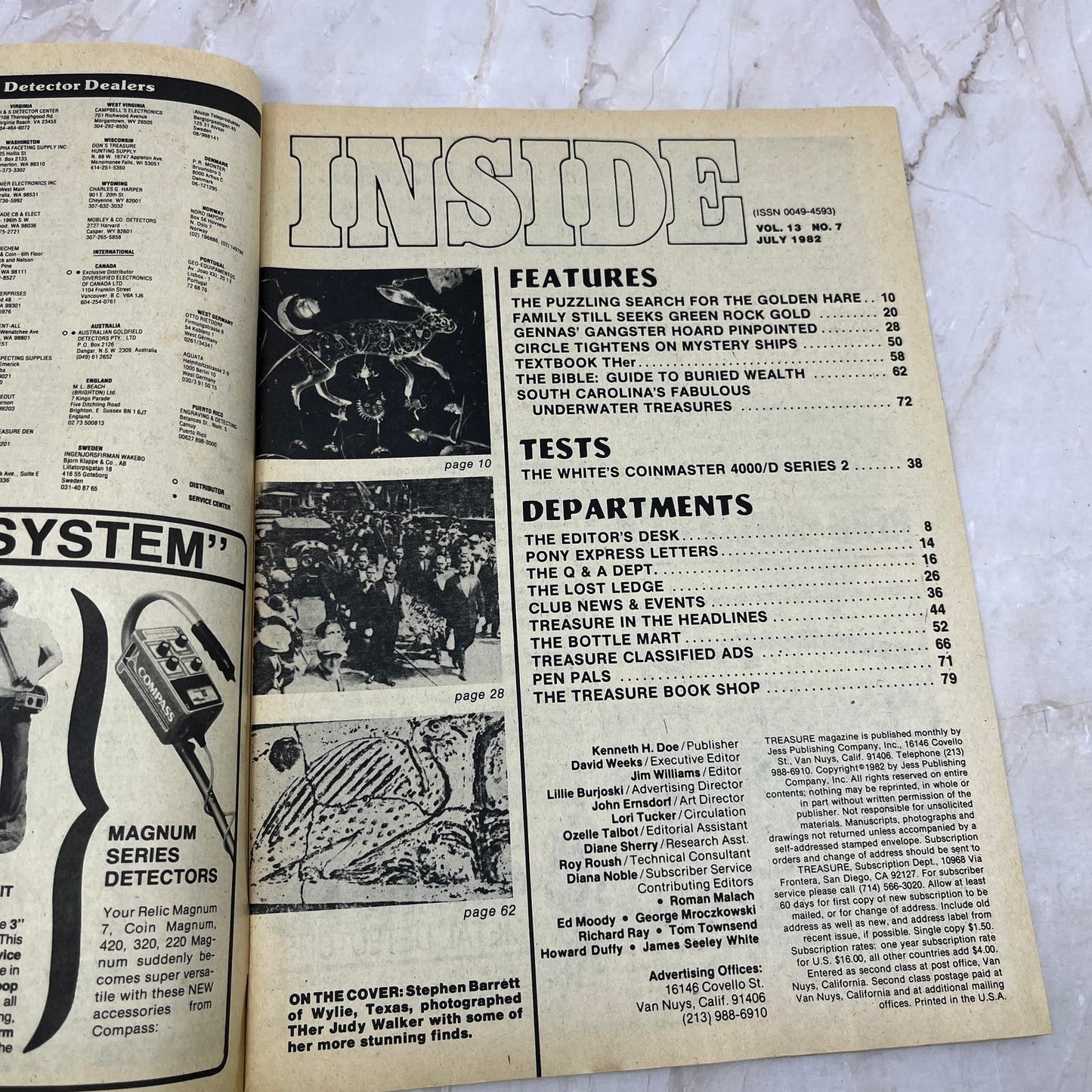 1982 July - Treasure Magazine - Treasure Hunting Metal Detecting Gold Coins M10