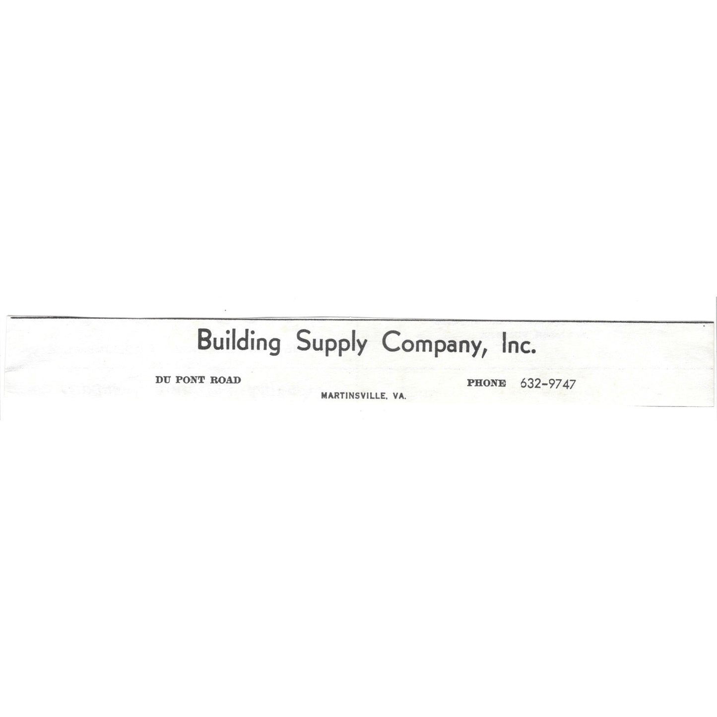 Building Supply Company, Inc Du Pont Road Martinsville VA 1960s Ad AG2-5