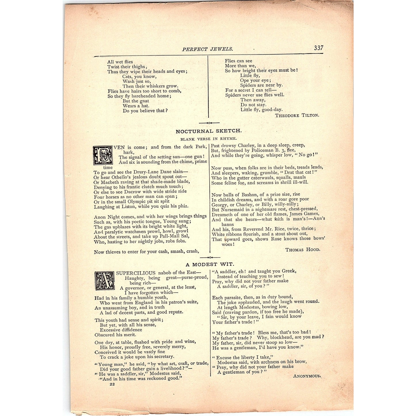 Baby Bye - Theodore Tilton 2 Pages 1884 Poem TA5-CJ-6