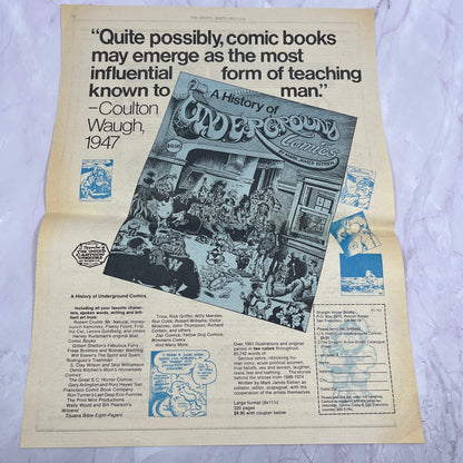 Marty James Estren History of Underground Comics 11x14.5" 1974 Ad V14-2