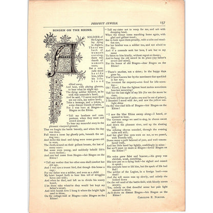 Bingen on the Rhine - Caroline E. Norton 1884 Poem TA5-CJ-3