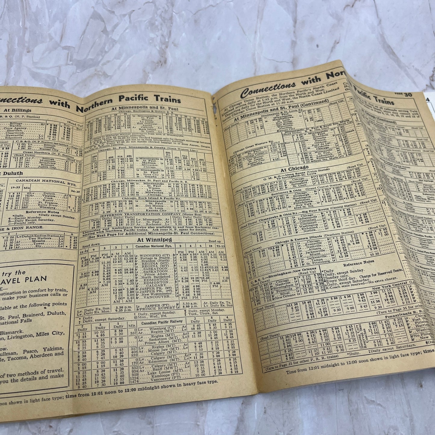 1954 Fall-Winter Northern Pacific Railway North Coast Ltd Timetables L4-3