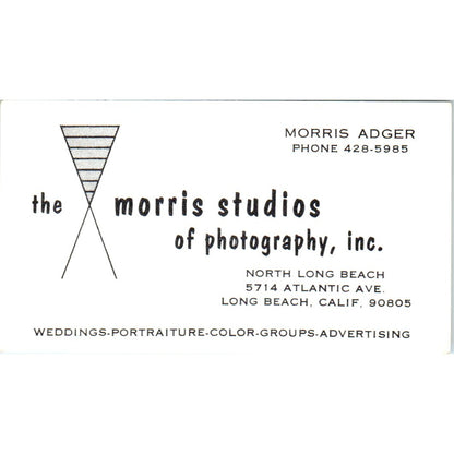 The Morris Studios of Photography Morris Adger Long Beach Business Card SD8-B19
