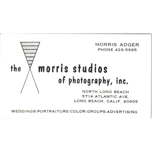 The Morris Studios of Photography Morris Adger Long Beach Business Card SD8-B19