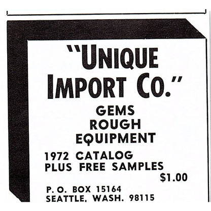 Unique Import Co Gems Seattle WA 1972 Ad AF8-M2
