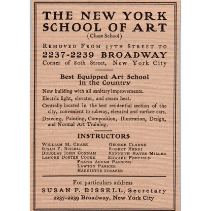The New York School of Art Susan F. Bissell c1905 Victorian Ad AE9-MA8