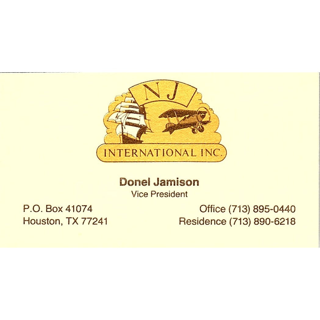 Donel Jamison NJ International Inc Houston Vintage Business Card SC9-B4