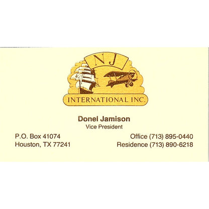 Donel Jamison NJ International Inc Houston Vintage Business Card SC9-B4