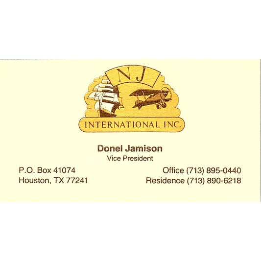 Donel Jamison NJ International Inc Houston Vintage Business Card SC9-B4