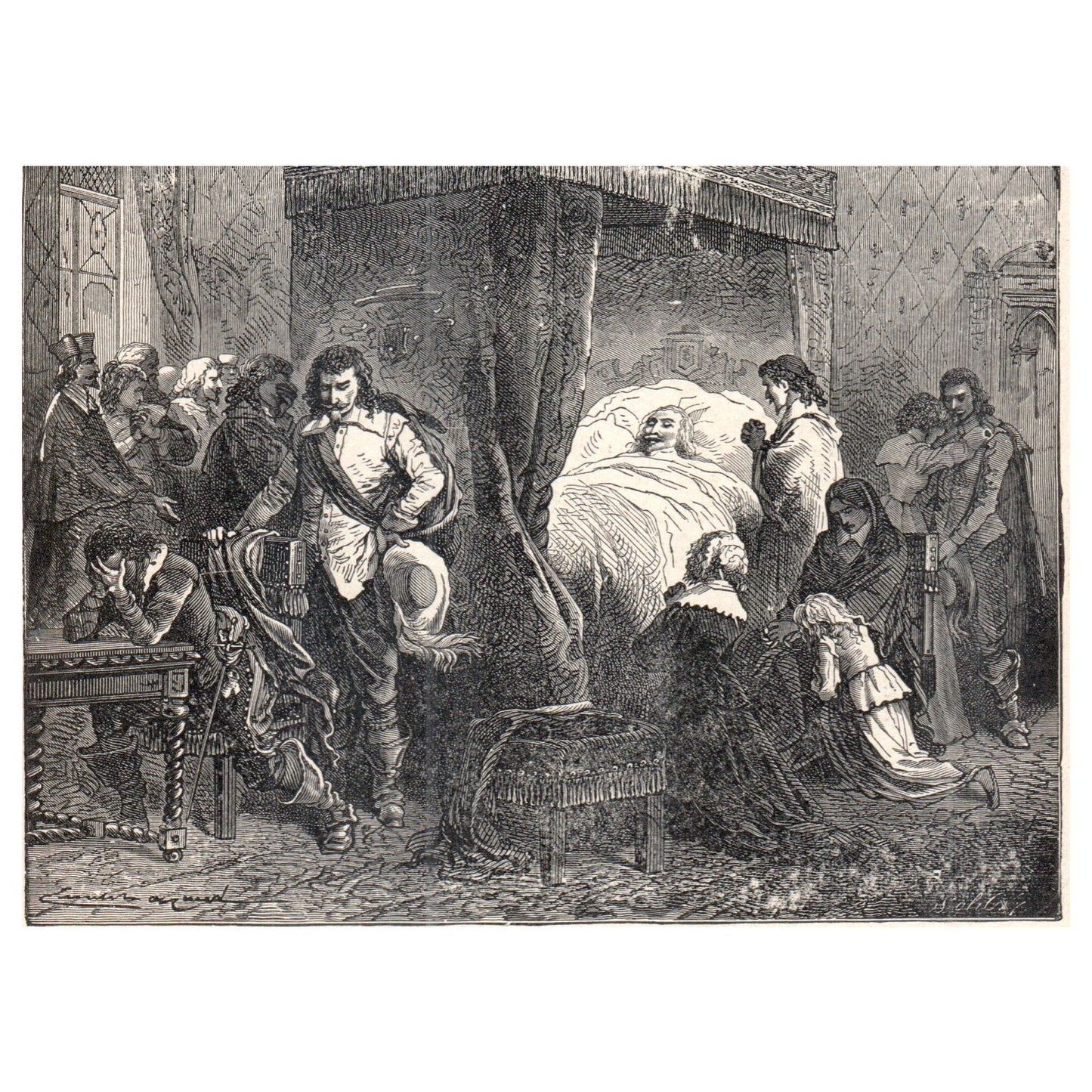 Death of Richelieu 1911 Engraving Print AF5-8