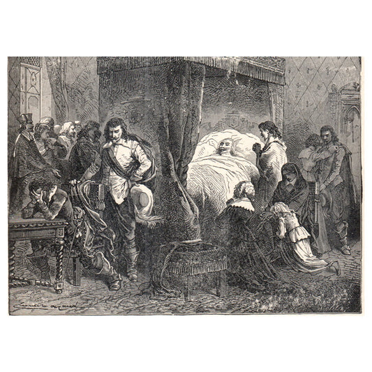 Death of Richelieu 1911 Engraving Print AF5-8