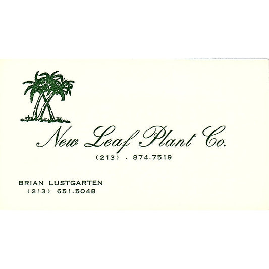 New Leaf Plant Co. Brian Lustgarden Los Angeles CA  Vintage Business Card SF3-B8