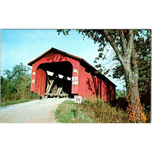 Athens County 2 Sunday Creek Dover Twp OH Vintage Covered Bridge Postcard PC16