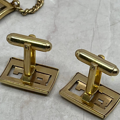Vintage Anson Monogram "J.B" Cufflinks and Watch Fob Set Gold Tone SF4