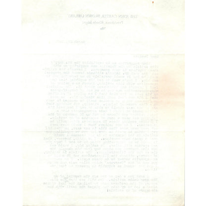 1936 The John Carter Brown Library Providence Rhode Island Letterhead Memo D21