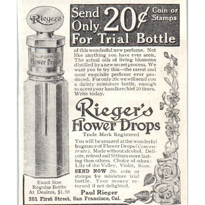 Paul Rieger's Flower Drops San Francisco CA 1913 Magazine Advertisement AE7-N7