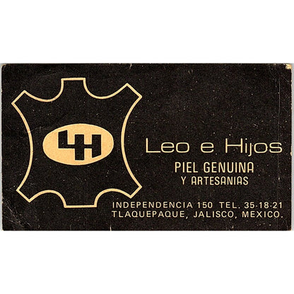 Leo E Hijos Piel Artist Tlaquepaque Jalisco Mexico Vintage Business Card SE3-B12