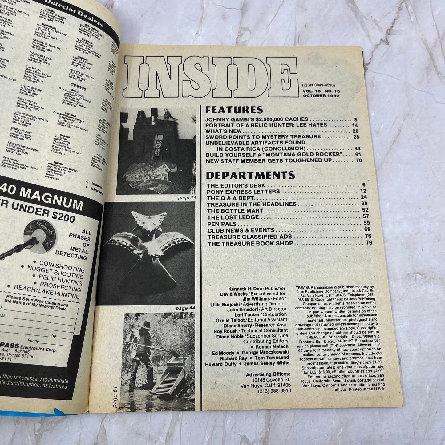 1982 Oct - Treasure Magazine - Treasure Hunting Metal Detecting Gold Coins M10