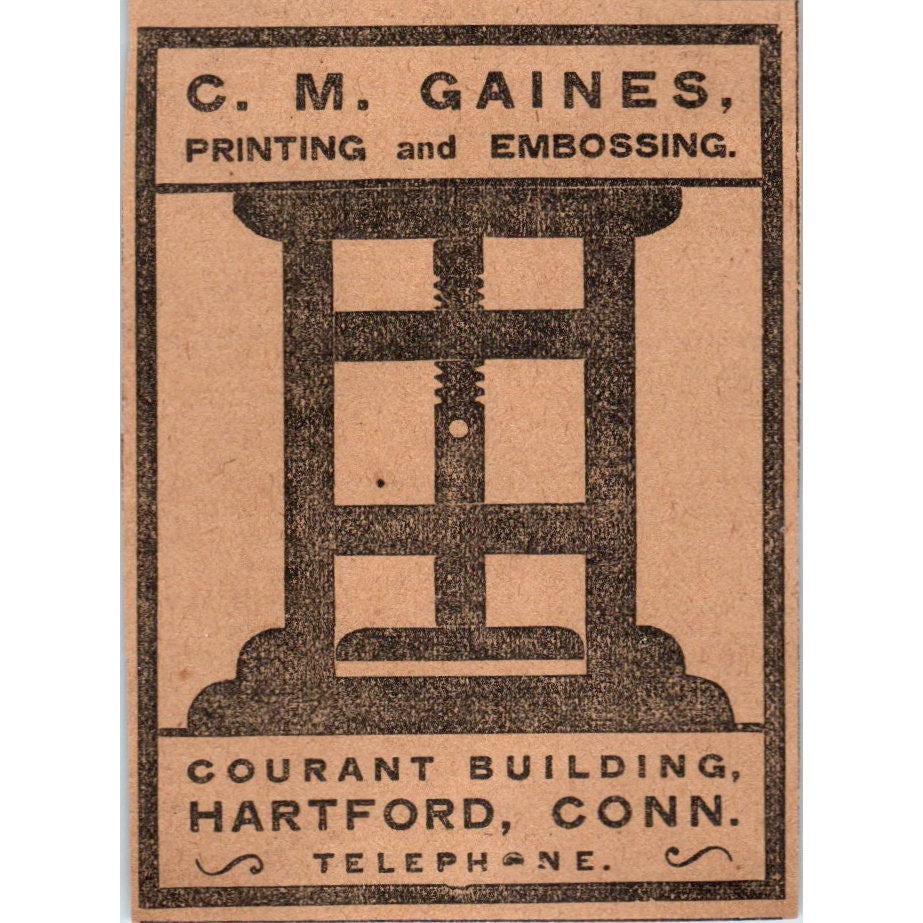 C.M. Gaines Printing & Embossing Courant Bldg Hartford 1901 Newspaper Ad AD8-HS6