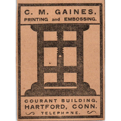 C.M. Gaines Printing & Embossing Courant Bldg Hartford 1901 Newspaper Ad AD8-HS6