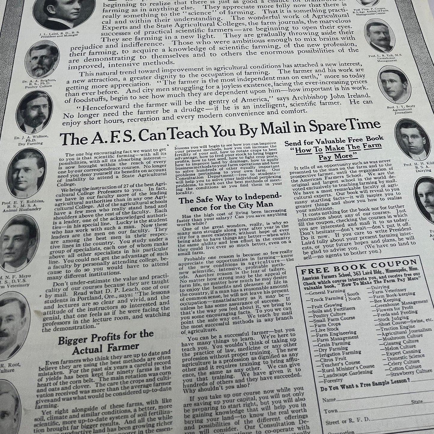 Scientific Farming American Farmers School Minneapolis MN 10x12 1913 Ad FL6-8