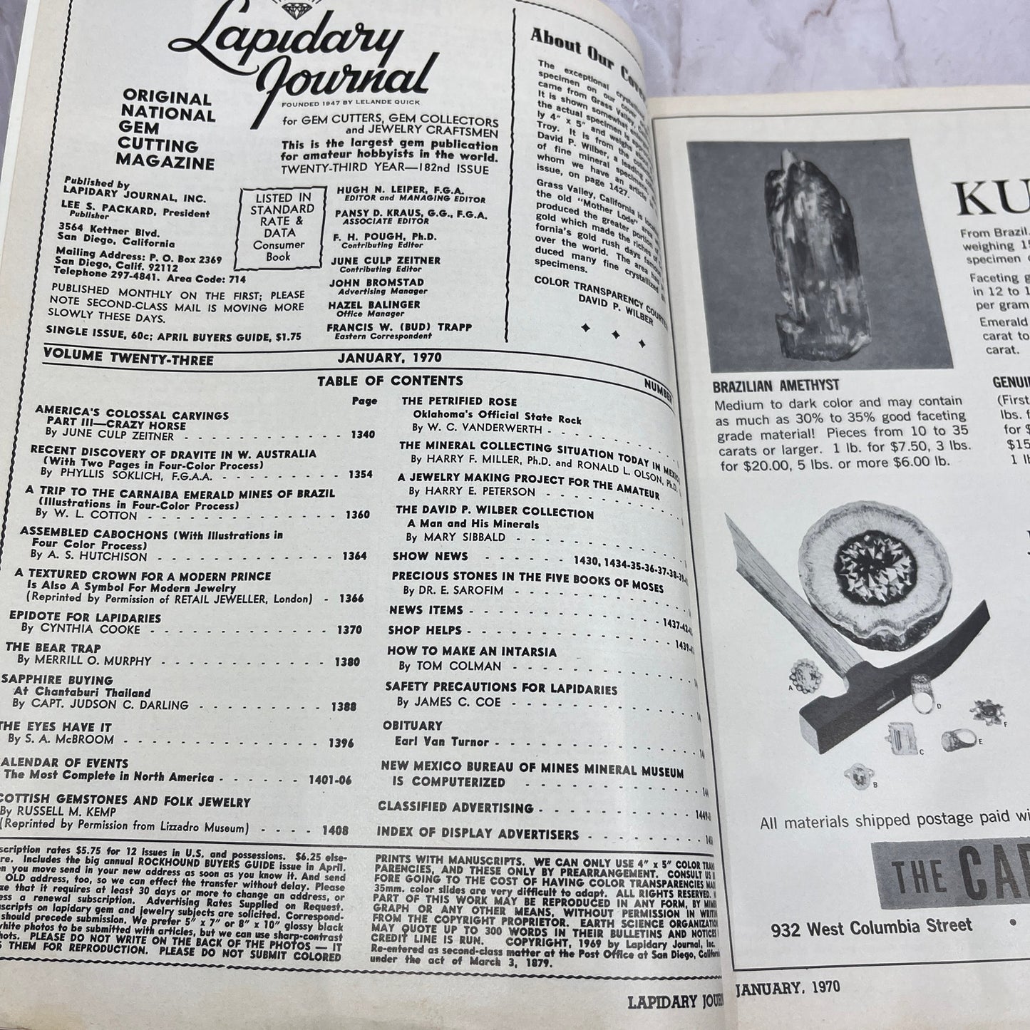 Grass Valley CA Crystallized Gold - Lapidary Journal Magazine - Jan 1970 M27