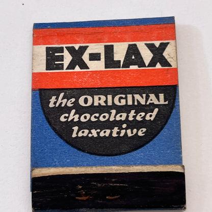 Ex-Lax Chocolate Laxative Safety First Cartoon Vintage Matchbook Cover TB8-MB3-6