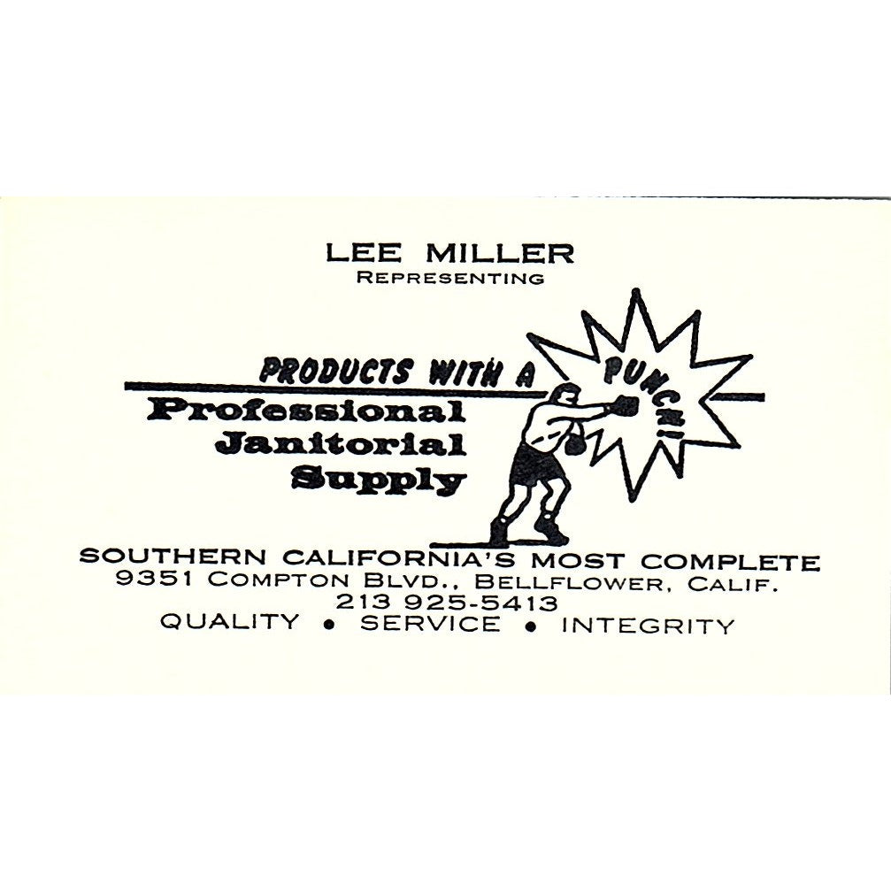 Professional Janitorial Supply, Lee Miller, Bellflower CA, Business Card SF3-B9