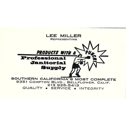Professional Janitorial Supply, Lee Miller, Bellflower CA, Business Card SF3-B9