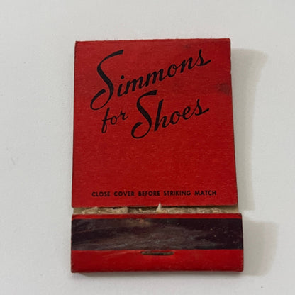 Simmons Fine Shoes and Accessories Hartford CT Vintage Matchbook Cover TB8-MB-8