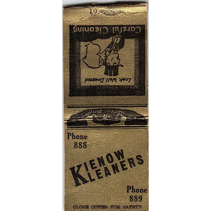Kienow Kleaners Vintage Matchbook Cover SF3-Y4