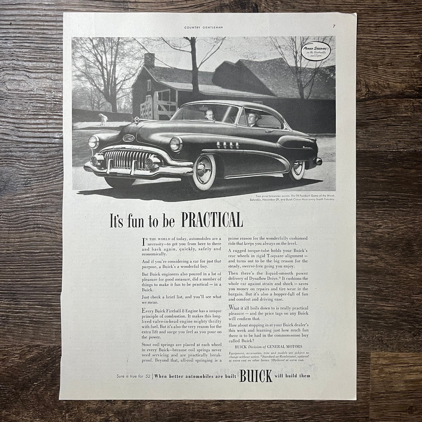 1952 Buick 8 Fireball Engine Automobile Car GM Vintage Magazine Ad 11x14 V9